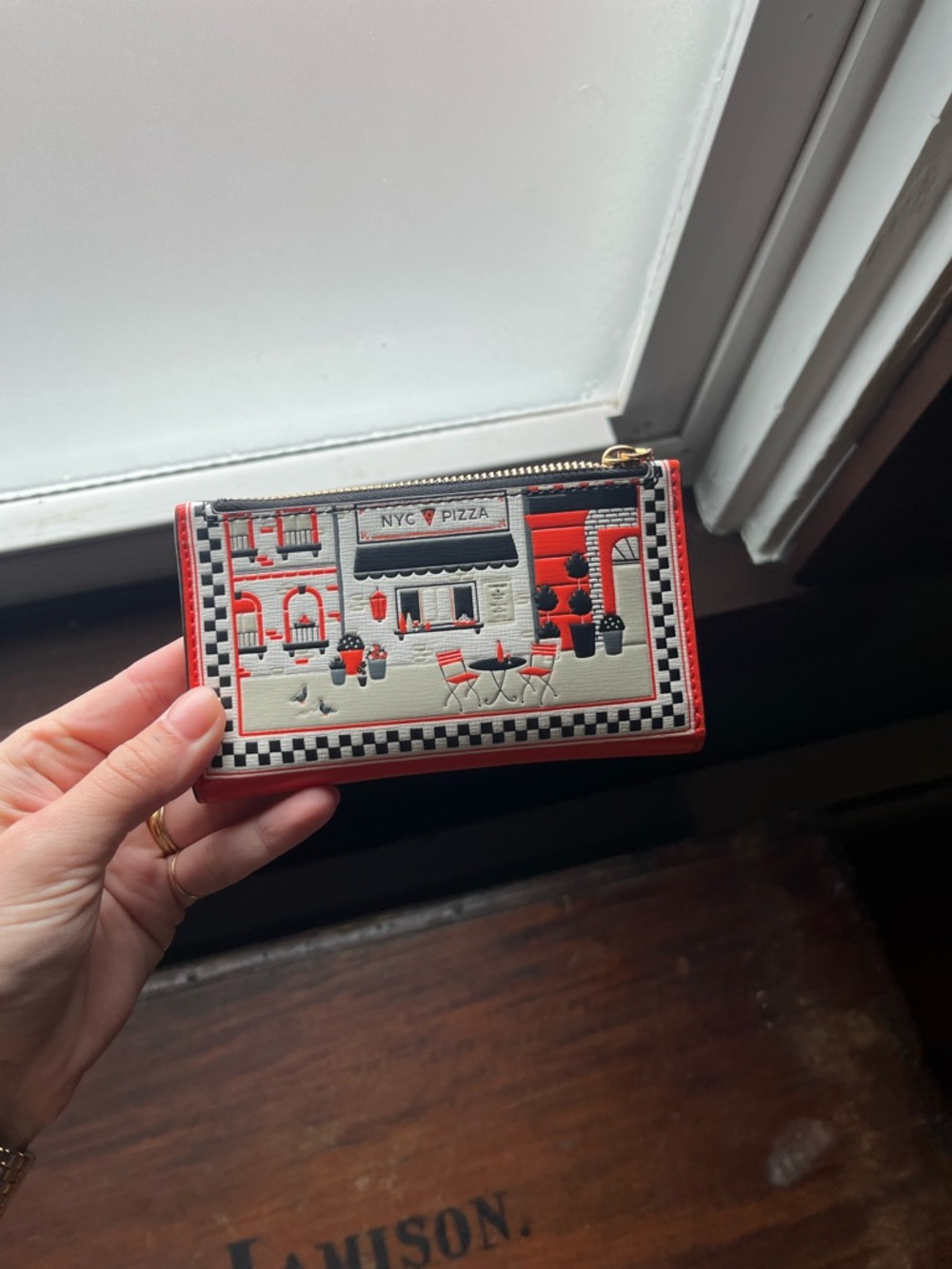 kate spade Red and Black NYC Pizza Zip Wallet